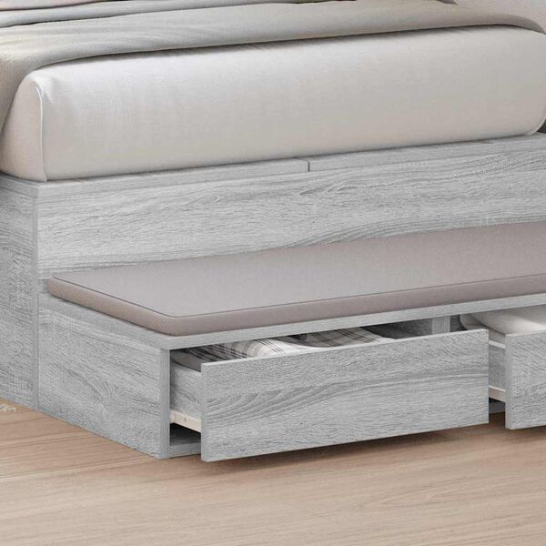 vidaXL Bedlades met lade Grijs Sonoma 90 x 36,5 x 16,5 cm Bewerkt hout
