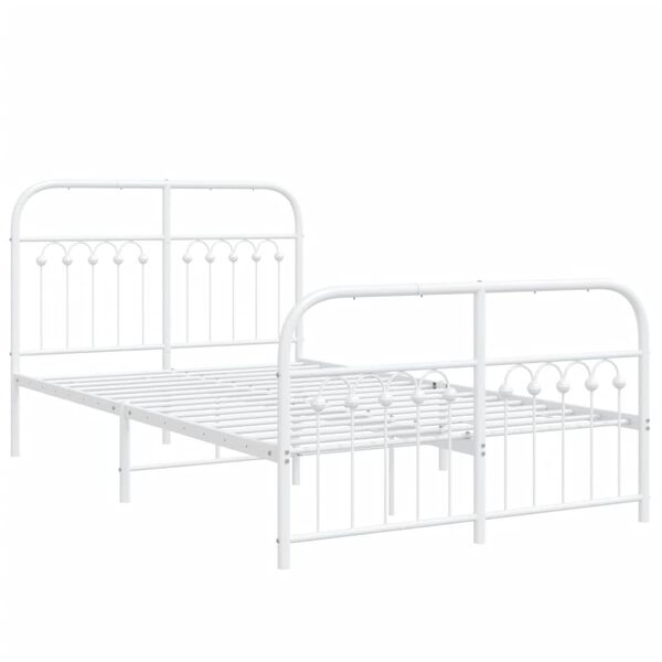 vidaXL Bedframe met hoofd- en voeteneinde metaal wit 120x200 cm
