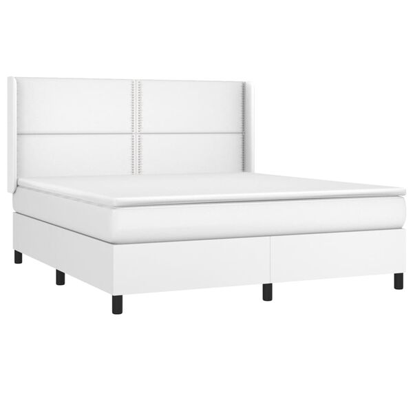 vidaXL Boxspring met matras kunstleer wit 180x200 cm