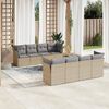 vidaXL 9-delige Loungeset met kussens poly rattan beige