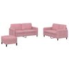vidaXL 3-delige Loungeset fluweel roze