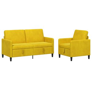 vidaXL Bankenset met opbergruimte 2 st Geel Polyester