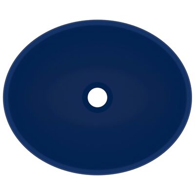 vidaXL Wastafel ovaal 40x33 cm keramiek mat donkerblauw