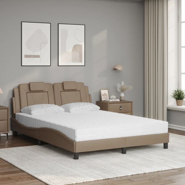 vidaXL Bed "Viana" met matras kunstleer cappuccinokleurig 120x200 cm