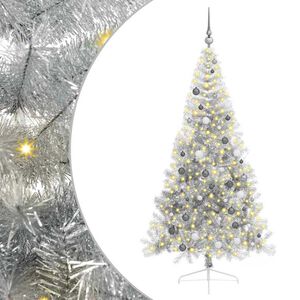 vidaXL Kunstmatig Voorverlicht Kerstboom met 300 LED Zilver 210 cm PET
