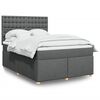 vidaXL Boxspring met matras stof donkergrijs 140x190 cm