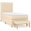 vidaXL Boxspring met matras stof cr&egrave;mekleurig 90x200 cm
