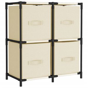 vidaXL Opbergkast met 4 stoffen manden 63x30x71 cm staal cr&egrave;mekleurig