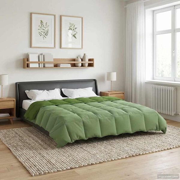 vidaXL Zomer Dekbed Gekwilt Groen 200 x 200 cm Microfiber