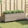 vidaXL Plantenbak met wielen 3 potten 107x32x38 cm poly rattan grijs