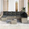 vidaXL Tuin Sofa Set met kussen 9 pcs Lichtgrijs Poly riet