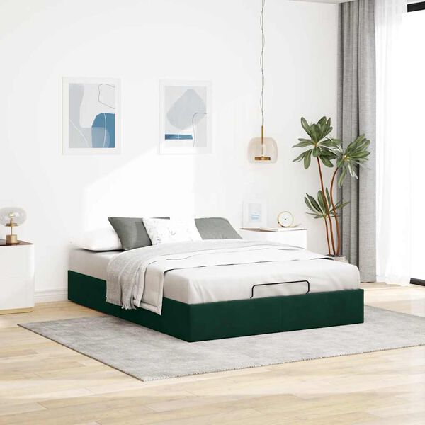 vidaXL Ottoman bedframe zonder matras 140x200 cm fluweel donkergroen