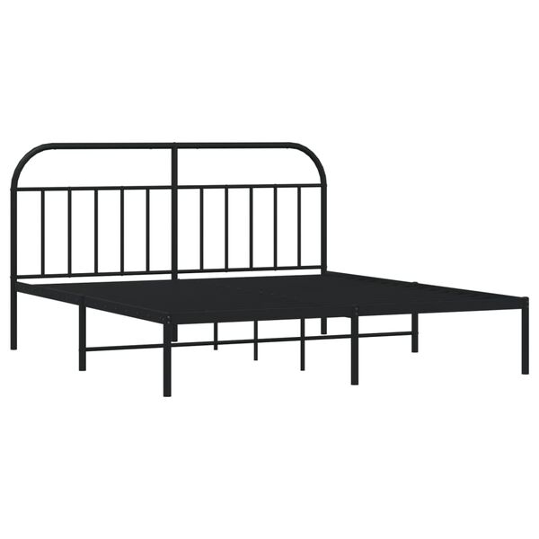 vidaXL Bedframe met hoofdbord metaal zwart 180x200 cm