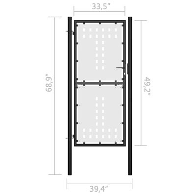 vidaXL Poort met enkele deur 39.4" x 68.9" zwart
