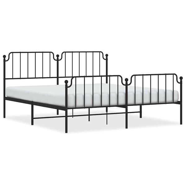 vidaXL Bedframe met hoofd- en voeteneinde metaal zwart 183x213 cm