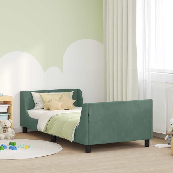 vidaXL Bedframe voor kinderen met hoofdbord Zeegroen 90 x 200 cm