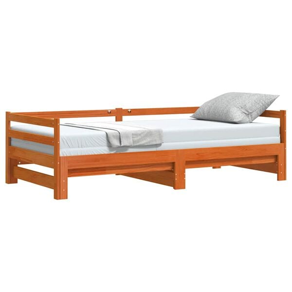vidaXL Slaapbank onderschuifbed zonder matras 90x190 cm hout wasbruin