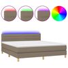 vidaXL Boxspring met matras en LED stof taupe 180x200 cm