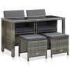 vidaXL 5-delige Tuinset met kussens poly rattan grijs