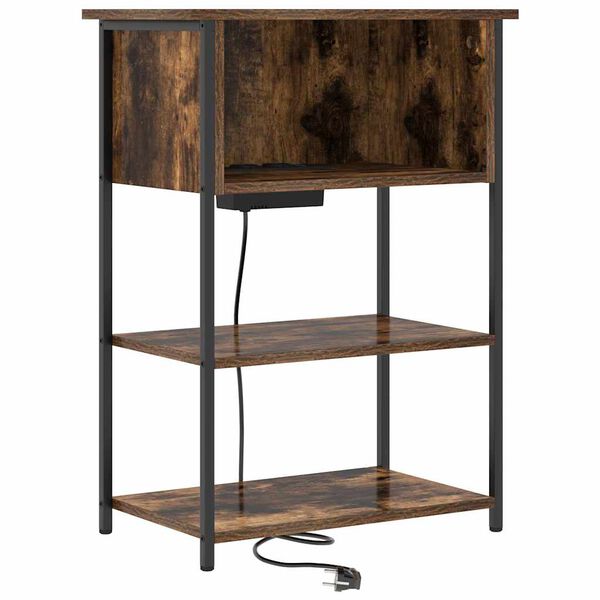 vidaXL Nachtkastje Gerookt eiken 55 x 31 x 76 cm Bewerkt hout