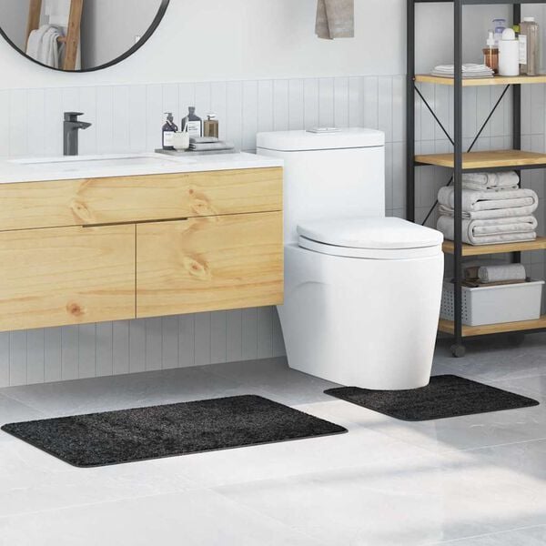 vidaXL Antislip Badmat Set 2 pcs Donkergrijs PP