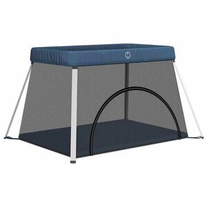 vidaXL Babybox met matras linnen marineblauw