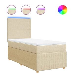 vidaXL Boxspring met matras stof cr&egrave;mekleurig 80x200 cm