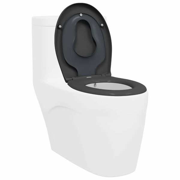 vidaXL Toiletzitting Antraciet 44,5 x 37,3 x 4,3 cm Duroplast