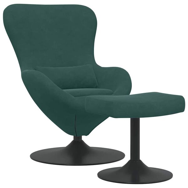vidaXL Egg Chair met Voetsteun Donkergroen 63 x 73 x 90 cm Fluweel