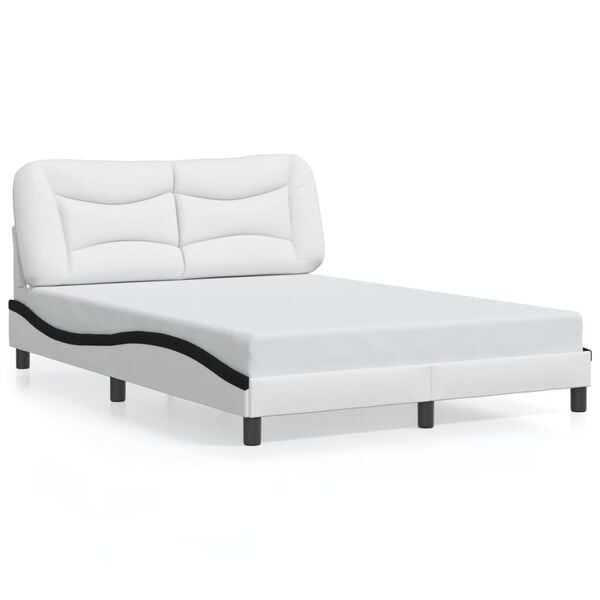 vidaXL Bedframe zonder matras "Hvar" kunstleer zwart en wit 140x200 cm