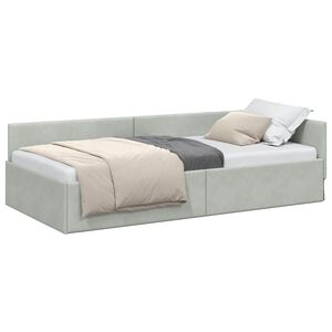 vidaXL Hoekbedframe met hoofdeinde Lichtgrijs 80 cm x 200 cm Fluweel