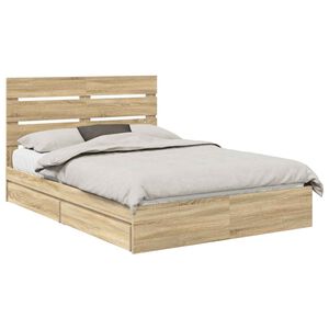 vidaXL Opslag bed met lade Sonoma Eiken 140 x 190 cm Bewerkt hout