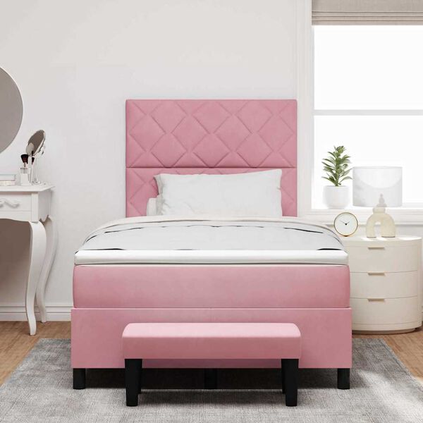 vidaXL Boxspring bed met matras Roze 120 x 200 cm Fluweel