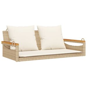 vidaXL Schommelbank met kussens 109x62x40 cm poly rattan beige