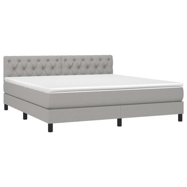 vidaXL Boxspring met matras stof lichtgrijs 160x200 cm