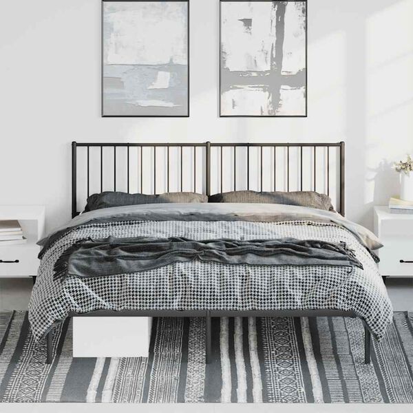 vidaXL Bedframe met hoofdbord metaal zwart 183x213 cm