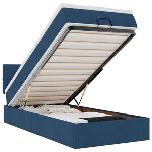 vidaXL Bed poef met matras en LED's 100x200 cm stof blauw