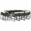vidaXL 11-delige Tuinset met kussens poly rattan zwart