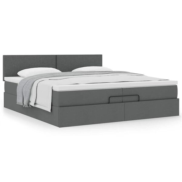 vidaXL Ottoman bed met matras 200x200 cm stof donkergrijs