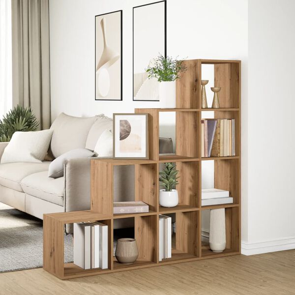 vidaXL Kamerscherm / boekenkast 131,5x29x131,5 cm hout artisanaal eik