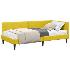 vidaXL Hoekbedframe met Matras 2 st Geel 80 x 200 cm Fluweel