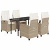 vidaXL 5-delige Tuinset met kussens poly rattan beige