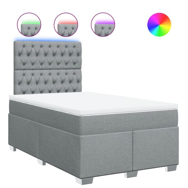 vidaXL Boxspring met matras stof lichtgrijs 120x200 cm