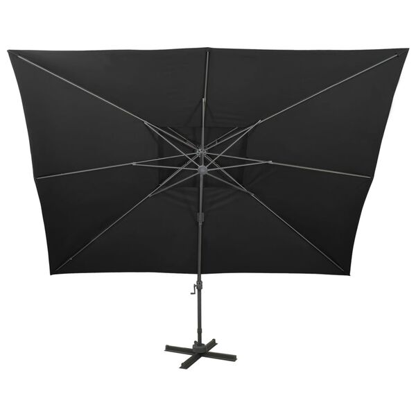 vidaXL Zwevende parasol met dubbele bovenkant zwart 400x300 cm