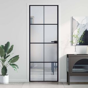 vidaXL Binnendeur smal 76x201,5 cm gehard glas en aluminium zwart