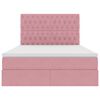 vidaXL Opbergbed met LED met matras Roze 140 x 200 cm Fluweel