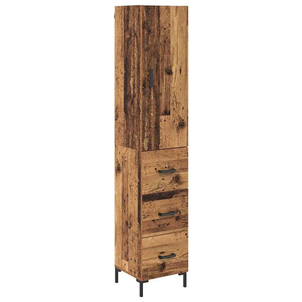 vidaXL Hoge kast met lade Oud Hout 69,5 x 34 x 180 cm Bewerkt hout