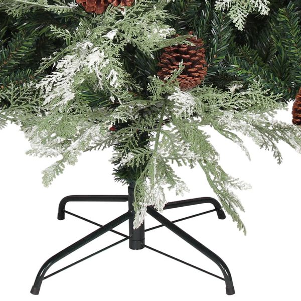 vidaXL Kerstboom met dennenappels 120 cm PVC en PE groen en wit