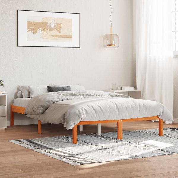 vidaXL Bed met matras massief grenenhout wasbruin 140x190 cm