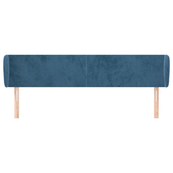 vidaXL Hoofdbord met randen 203x23x78/88 cm fluweel donkerblauw